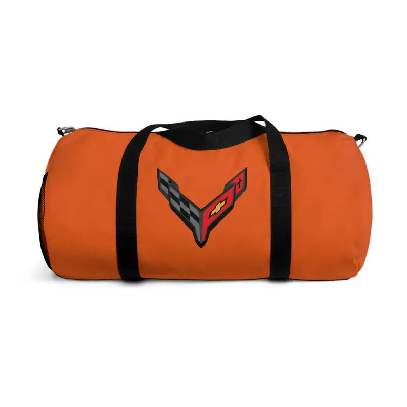 Orange Corvette Duffel Bag, C8 Logo, Gym Bag, Travel Bag, Gifts for Car Guys, Gifts for Car Girls, Corvette Merch, Overnight Duffel
