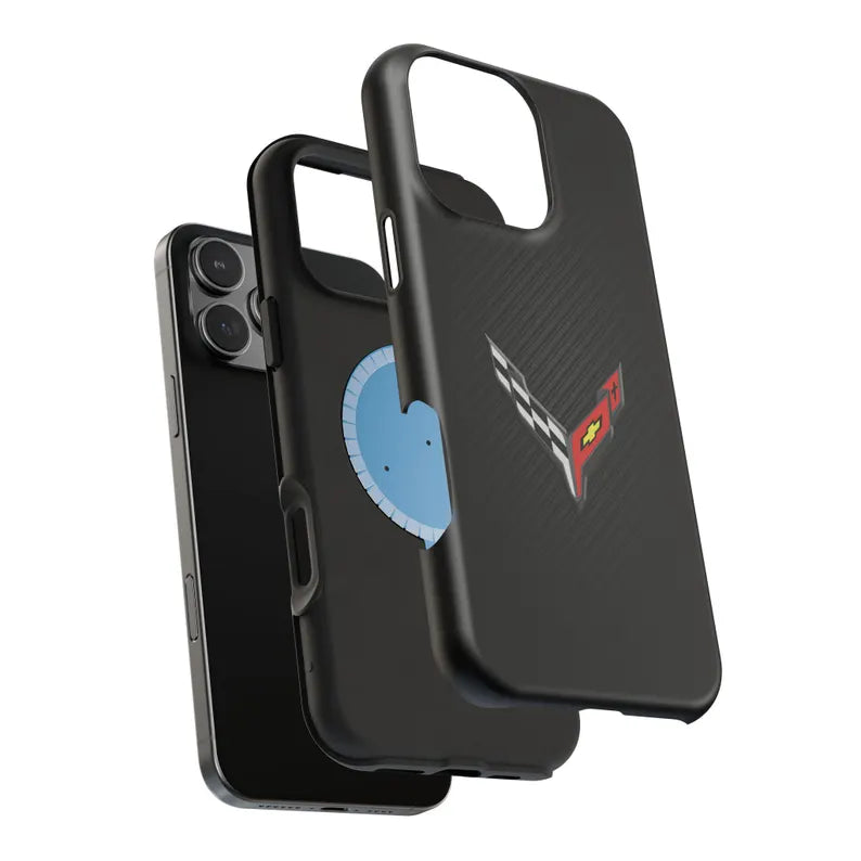 Corvette C8 Magnetic Tough Case, iPhone Case, Impact Resistant, MagSafe, Rubber Liner, Matte or Glossy, Cell Phone Case