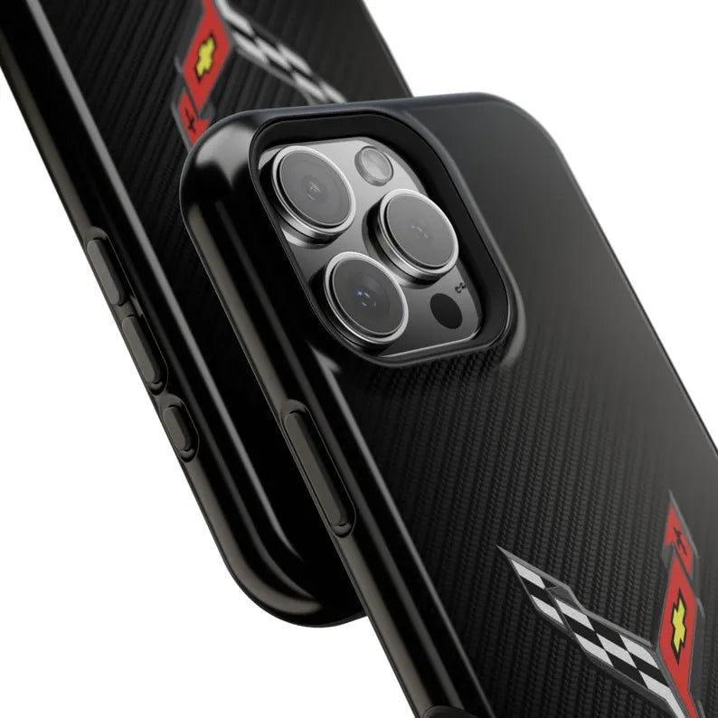 Corvette C8 Magnetic Tough Case, iPhone Case, Impact Resistant, MagSafe, Rubber Liner, Matte or Glossy, Cell Phone Case