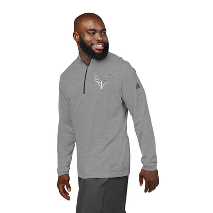 Adidas® Quarter-Zip Corvette C8 Pullover, Athletic Wear, Gym Lovers, Gifts for Him/Her, Casual Wear, Long Sleeve, White Corvette Logo