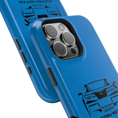 Corvette C7 Custom Illustrated Magnetic Tough Case, iPhone Case, Impact Resistant, MagSafe, Rubber Liner, Matte or Glossy, Cell Phone Case