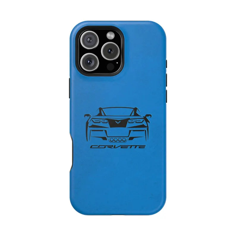 Corvette C7 Custom Illustrated Magnetic Tough Case, iPhone Case, Impact Resistant, MagSafe, Rubber Liner, Matte or Glossy, Cell Phone Case