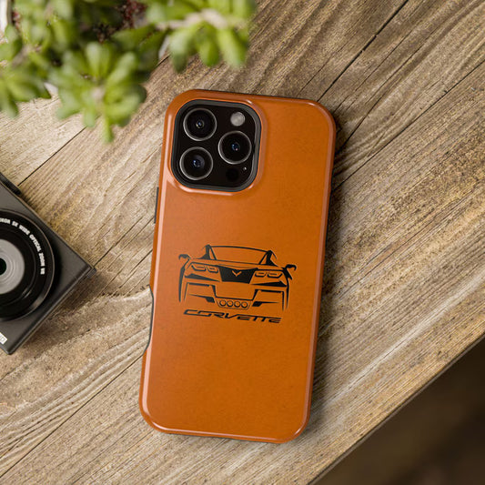 Corvette C7 Custom Illustrated Magnetic Tough Case, iPhone Case, Impact Resistant, MagSafe, Rubber Liner, Matte or Glossy, Cell Phone Case