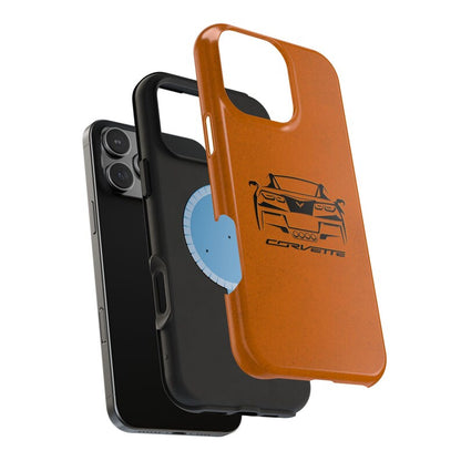 Corvette C7 Custom Illustrated Magnetic Tough Case, iPhone Case, Impact Resistant, MagSafe, Rubber Liner, Matte or Glossy, Cell Phone Case