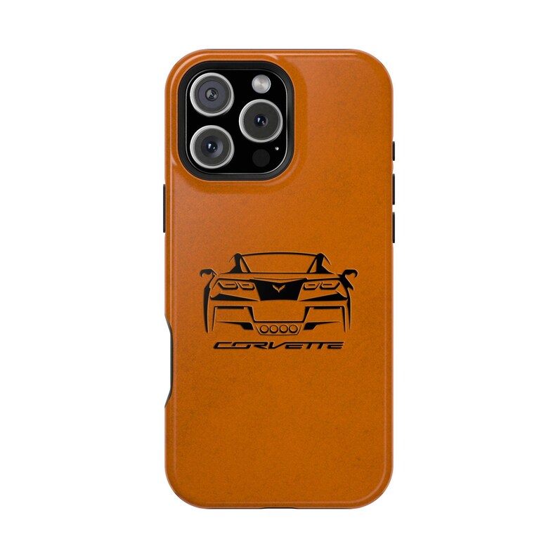 Corvette C7 Custom Illustrated Magnetic Tough Case, iPhone Case, Impact Resistant, MagSafe, Rubber Liner, Matte or Glossy, Cell Phone Case