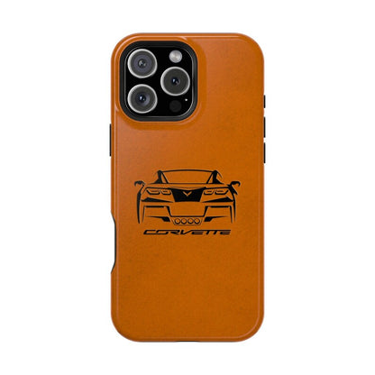Corvette C7 Custom Illustrated Magnetic Tough Case, iPhone Case, Impact Resistant, MagSafe, Rubber Liner, Matte or Glossy, Cell Phone Case