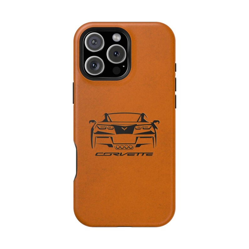 Corvette C7 Custom Illustrated Magnetic Tough Case, iPhone Case, Impact Resistant, MagSafe, Rubber Liner, Matte or Glossy, Cell Phone Case