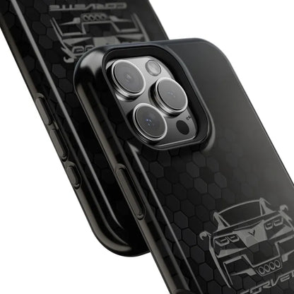 Corvette C7 Custom Illustrated Magnetic Tough Case, iPhone Case, Impact Resistant, MagSafe, Rubber Liner, Matte or Glossy, Cell Phone Case
