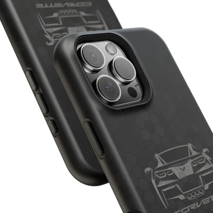 Corvette C7 Custom Illustrated Magnetic Tough Case, iPhone Case, Impact Resistant, MagSafe, Rubber Liner, Matte or Glossy, Cell Phone Case