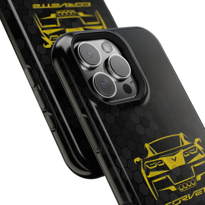 Corvette C7 Custom Illustrated Magnetic Tough Case, iPhone Case, Impact Resistant, MagSafe, Rubber Liner, Matte or Glossy, Cell Phone Case