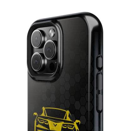 Corvette C7 Custom Illustrated Magnetic Tough Case, iPhone Case, Impact Resistant, MagSafe, Rubber Liner, Matte or Glossy, Cell Phone Case