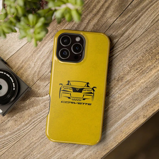 Corvette C7 Custom Illustrated Magnetic Tough Case, iPhone Case, Impact Resistant, MagSafe, Rubber Liner, Matte or Glossy, Cell Phone Case