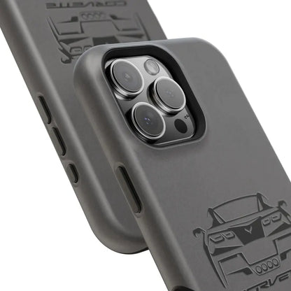 Corvette C7 Custom Illustrated Magnetic Tough Case, iPhone Case, Impact Resistant, MagSafe, Rubber Liner, Matte or Glossy, Cell Phone Case