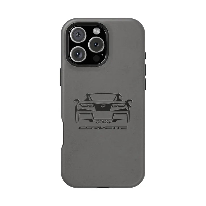 Corvette C7 Custom Illustrated Magnetic Tough Case, iPhone Case, Impact Resistant, MagSafe, Rubber Liner, Matte or Glossy, Cell Phone Case