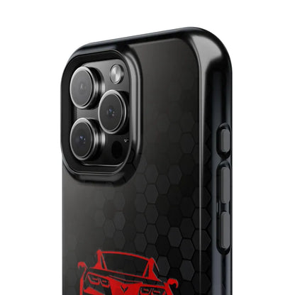Corvette C7 Custom Illustrated Magnetic Tough Case, iPhone Case, Impact Resistant, MagSafe, Rubber Liner, Matte or Glossy, Cell Phone Case