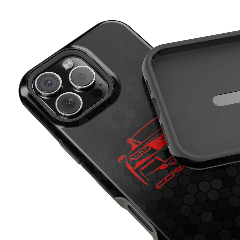 Corvette C7 Custom Illustrated Magnetic Tough Case, iPhone Case, Impact Resistant, MagSafe, Rubber Liner, Matte or Glossy, Cell Phone Case