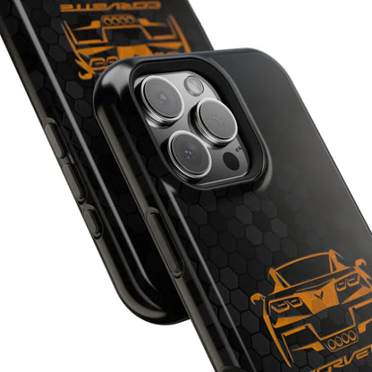 Corvette C7 Custom Illustrated Magnetic Tough Case, iPhone Case, Impact Resistant, MagSafe, Rubber Liner, Matte or Glossy, Cell Phone Case