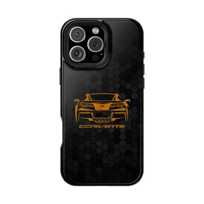 Corvette C7 Custom Illustrated Magnetic Tough Case, iPhone Case, Impact Resistant, MagSafe, Rubber Liner, Matte or Glossy, Cell Phone Case