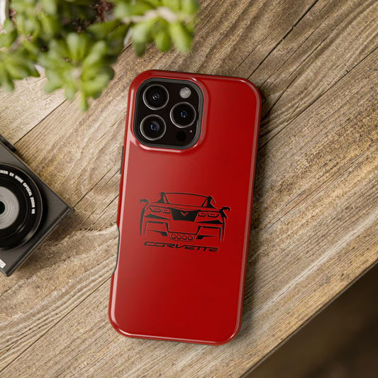 Corvette C7 Custom Illustrated Magnetic Tough Case, iPhone Case, Impact Resistant, MagSafe, Rubber Liner, Matte or Glossy, Cell Phone Case