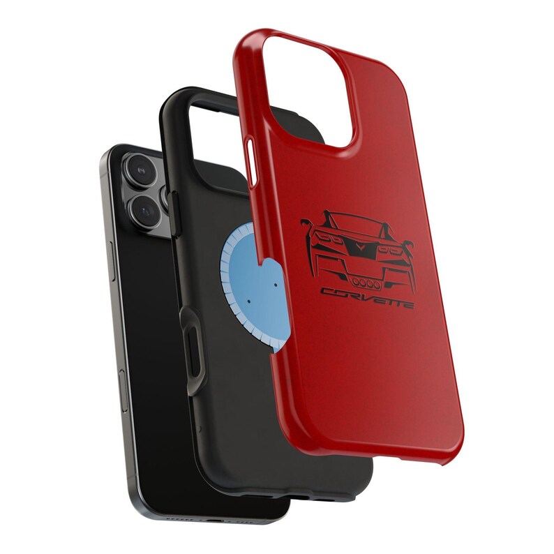 Corvette C7 Custom Illustrated Magnetic Tough Case, iPhone Case, Impact Resistant, MagSafe, Rubber Liner, Matte or Glossy, Cell Phone Case