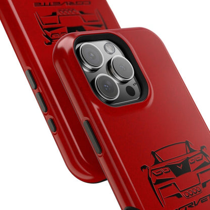 Corvette C7 Custom Illustrated Magnetic Tough Case, iPhone Case, Impact Resistant, MagSafe, Rubber Liner, Matte or Glossy, Cell Phone Case