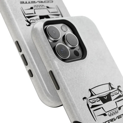 Corvette C7 Custom Illustrated Magnetic Tough Case, iPhone Case, Impact Resistant, MagSafe, Rubber Liner, Matte or Glossy, Cell Phone Case