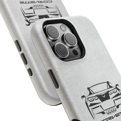 Corvette C7 Custom Illustrated Magnetic Tough Case, iPhone Case, Impact Resistant, MagSafe, Rubber Liner, Matte or Glossy, Cell Phone Case