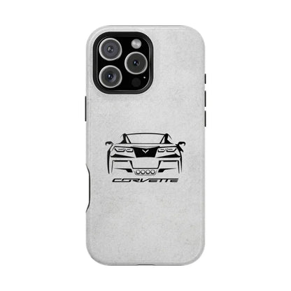Corvette C7 Custom Illustrated Magnetic Tough Case, iPhone Case, Impact Resistant, MagSafe, Rubber Liner, Matte or Glossy, Cell Phone Case