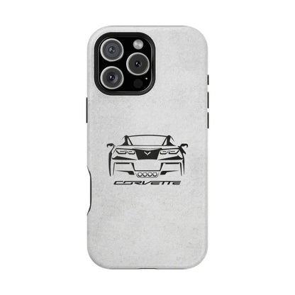 Corvette C7 Custom Illustrated Magnetic Tough Case, iPhone Case, Impact Resistant, MagSafe, Rubber Liner, Matte or Glossy, Cell Phone Case