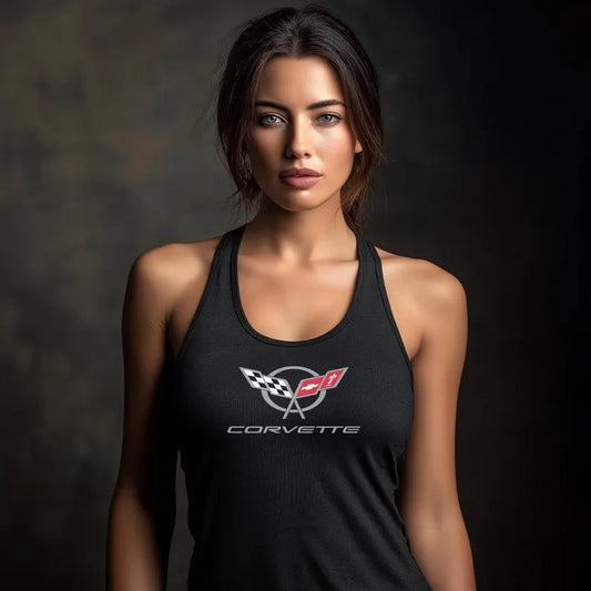 Corvette C5 Women's Racerback Tank Top, Gifts for Car Girls, Summer Top, Fitness Tank, Raceday Gear, Black Corvette Shirt