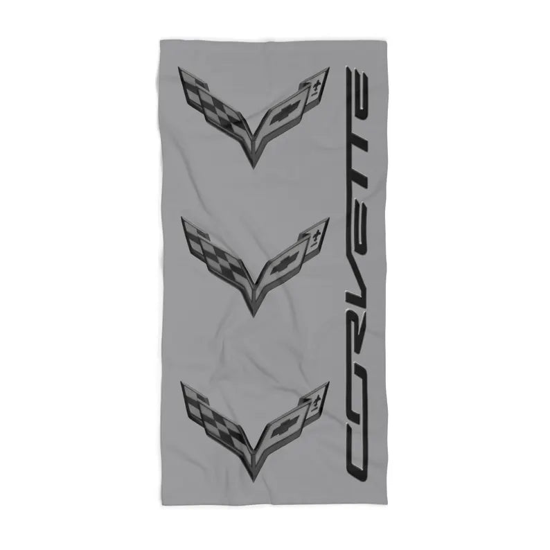 Corvette Blackout C7 Beach Towel, C8 Corvette Gifts, Car Enthusiast Towel, Quick-Dry Towel, Corvette Logo, White Towel, Car Guy Gifts