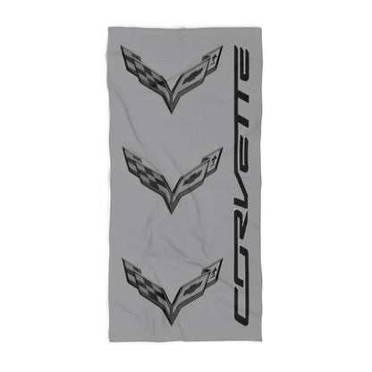 Corvette Blackout C7 Beach Towel, C8 Corvette Gifts, Car Enthusiast Towel, Quick-Dry Towel, Corvette Logo, White Towel, Car Guy Gifts
