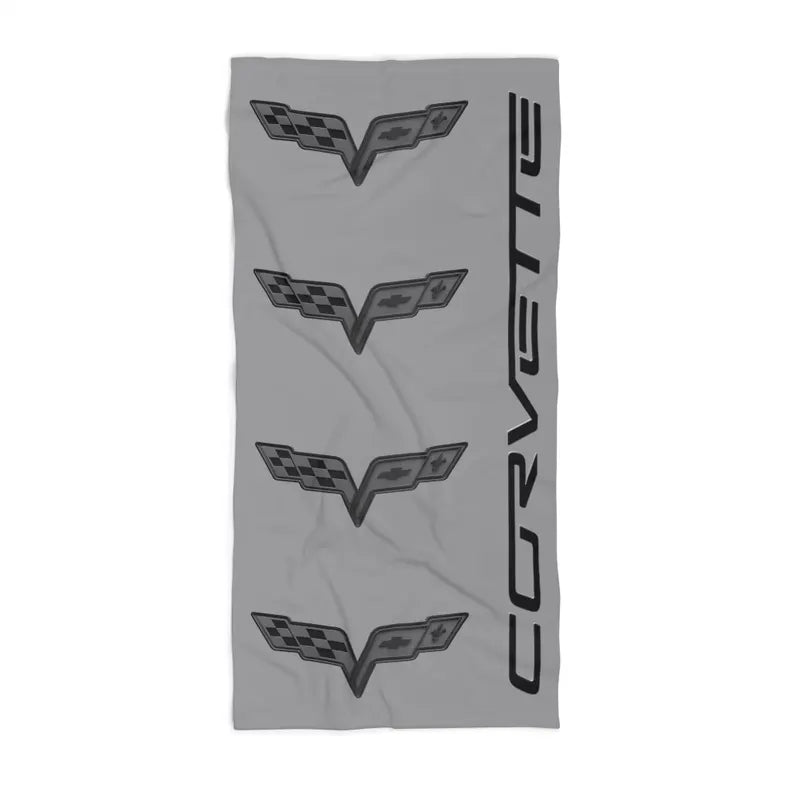 Corvette Blackout C6 Beach Towel, C6 Corvette Gifts, Car Enthusiast Towel, Quick-Dry Towel, Corvette Logo, White Towel, Car Guy Gifts