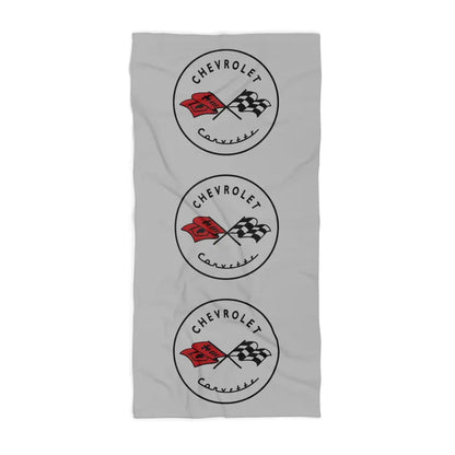 Corvette Beach Towel, C1 Corvette Gifts, Car Enthusiast Towel, Quick-Dry Towel, Corvette Logo, White Towel, Car Guy Gifts