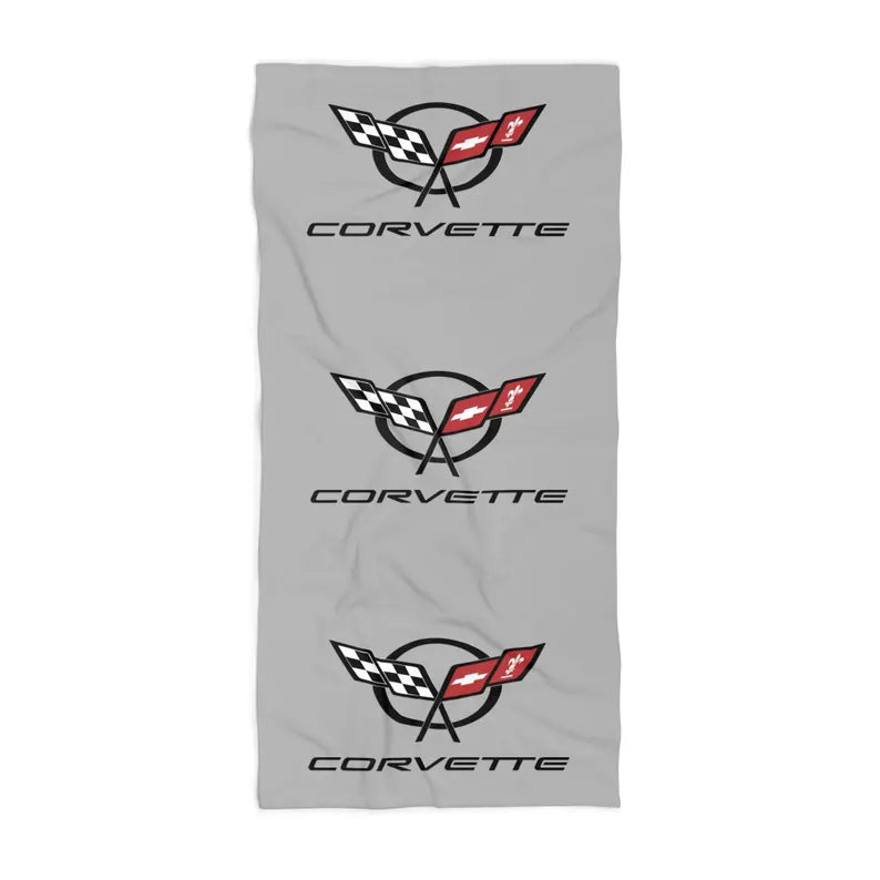 Corvette Beach Towel, C5 Corvette Gifts, Car Enthusiast Towel, Quick-Dry Towel, Corvette Logo, White Towel, Car Guy Gifts