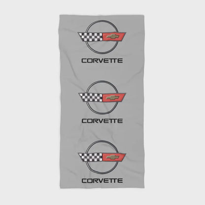 Corvette Beach Towel, C4 Corvette Gifts, Car Enthusiast Towel, Quick-Dry Towel, Corvette Logo, White Towel, Car Guy Gifts