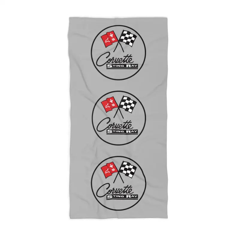 Corvette Beach Towel, C2 Corvette Gifts, Car Enthusiast Towel, Quick-Dry Towel, Corvette Logo, White Towel, Car Guy Gifts
