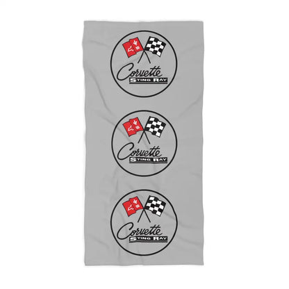 Corvette Beach Towel, C2 Corvette Gifts, Car Enthusiast Towel, Quick-Dry Towel, Corvette Logo, White Towel, Car Guy Gifts
