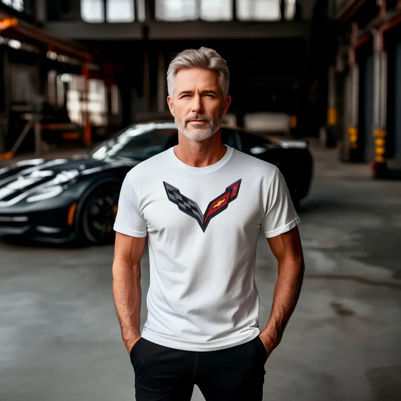 Corvette T-Shirt, Corvette Logo, Black C7 Emblem, Bella and Canvas Soft Tee, Corvette Apparel, Graphic Tee