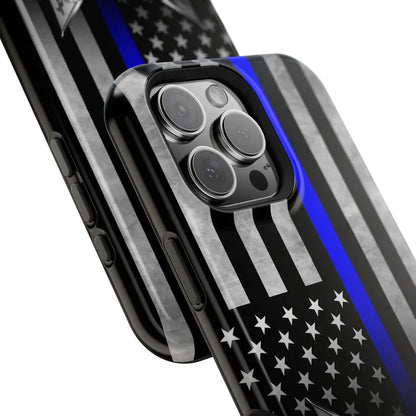 Corvette C8 Blue Lives Matter Magnetic Tough Case, iPhone Case, Impact Resistant, MagSafe, Rubber Liner, Matte or Glossy, Cell Phone Case
