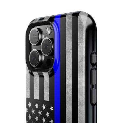 Corvette C8 Blue Lives Matter Magnetic Tough Case, iPhone Case, Impact Resistant, MagSafe, Rubber Liner, Matte or Glossy, Cell Phone Case