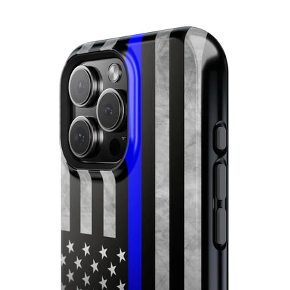 Corvette C7 Blue Lives Matter Magnetic Tough Case, iPhone Case, Impact Resistant, MagSafe, Rubber Liner, Matte or Glossy, Cell Phone Case