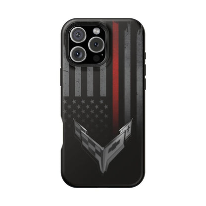 Corvette C8 "Red Lives Matter" Magnetic Tough Case, iPhone Case, Impact Resistant, MagSafe, Rubber Liner, Matte or Glossy, Cell Phone Case