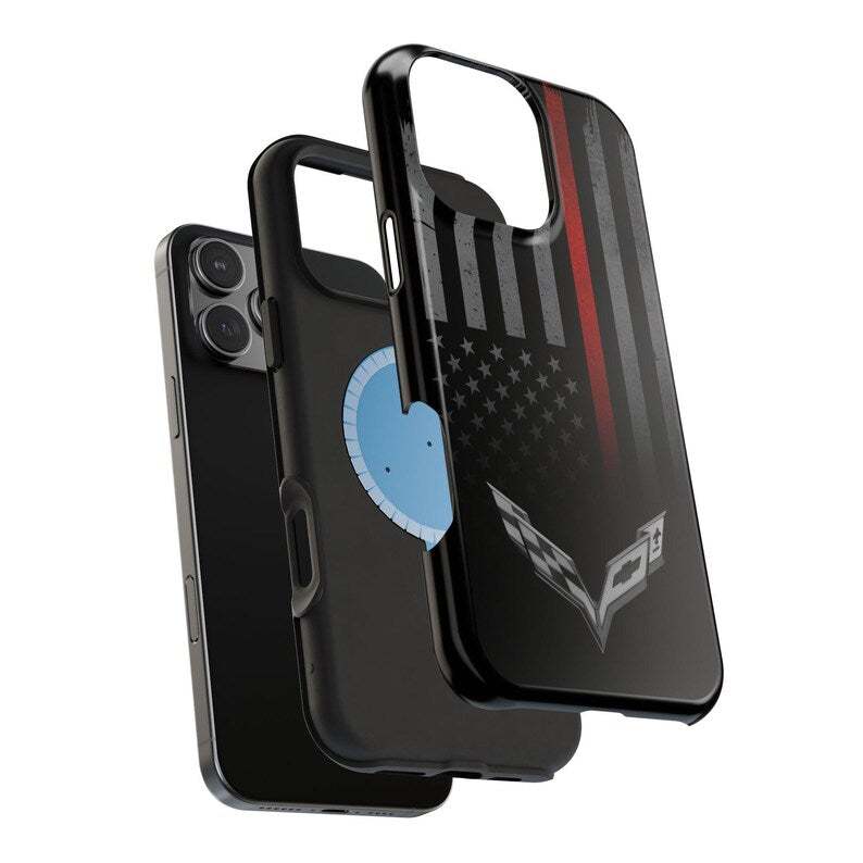 Corvette C7 "Red Lives Matter" Magnetic Tough Case, iPhone Case, Impact Resistant, MagSafe, Rubber Liner, Matte or Glossy, Cell Phone Case