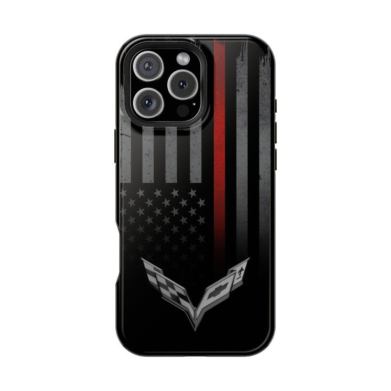 Corvette C7 "Red Lives Matter" Magnetic Tough Case, iPhone Case, Impact Resistant, MagSafe, Rubber Liner, Matte or Glossy, Cell Phone Case