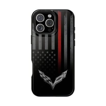 Corvette C7 "Red Lives Matter" Magnetic Tough Case, iPhone Case, Impact Resistant, MagSafe, Rubber Liner, Matte or Glossy, Cell Phone Case