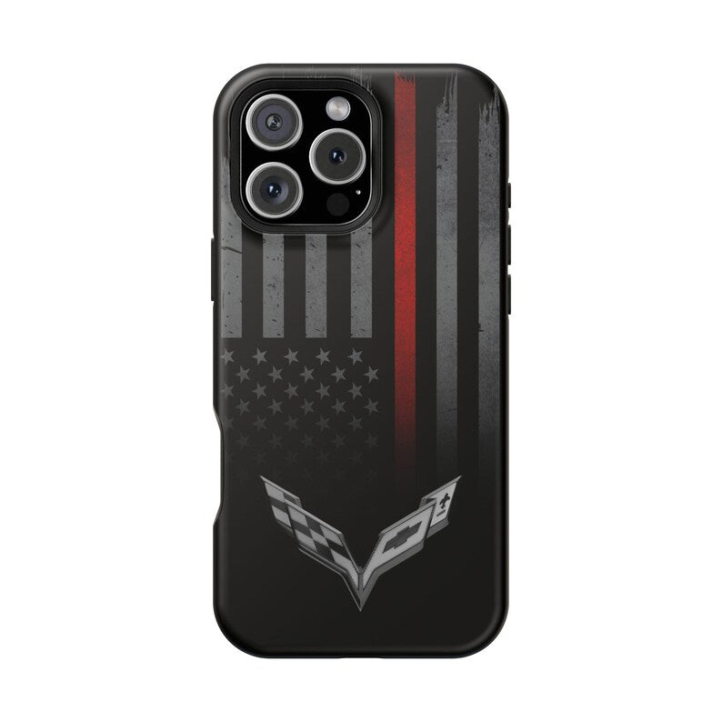 Corvette C7 "Red Lives Matter" Magnetic Tough Case, iPhone Case, Impact Resistant, MagSafe, Rubber Liner, Matte or Glossy, Cell Phone Case