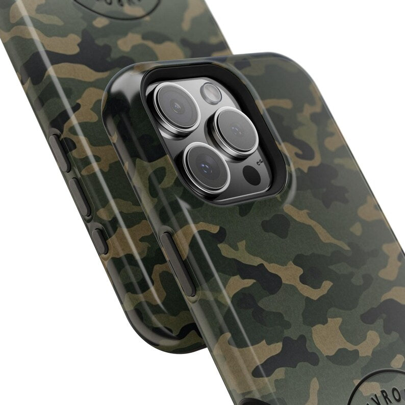 Corvette C1 Camo Magnetic Tough Case, iPhone Case, Impact Resistant, MagSafe, Rubber Liner, Matte or Glossy, Cell Phone Case