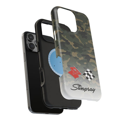 Corvette C3 Camo Magnetic Tough Case, iPhone Case, Impact Resistant, MagSafe, Rubber Liner, Matte or Glossy, Cell Phone Case