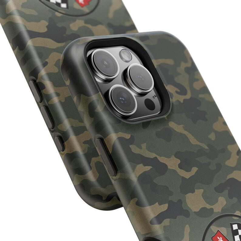 Corvette C2 Camo Magnetic Tough Case, iPhone Case, Impact Resistant, MagSafe, Rubber Liner, Matte or Glossy, Cell Phone Case